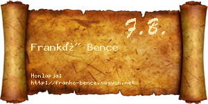 Frankó Bence névjegykártya